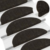 Cumpara ieftin Covorașe pentru scări autoadezive, 15 buc., 56x17x3 cm, maro &icirc;nchis, semirotunde