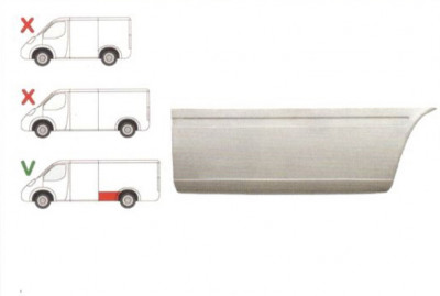 Segment reparatie aripa spate Mercedes Sprinter 1995-2007, VW LT 1995-2006 L=2900 Partea Stanga, Spate, baza roti :4025 mm , in fata rotii foto