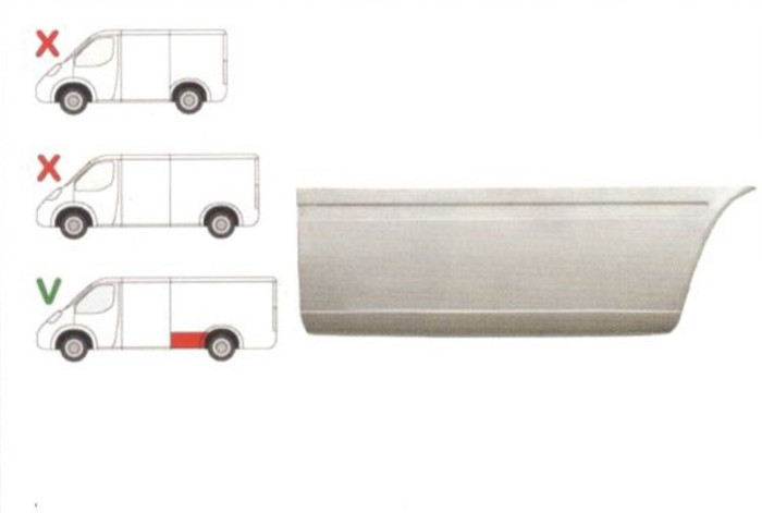 Segment reparatie aripa spate Mercedes Sprinter 1995-2007, VW LT 1995-2006 L=2900 Partea Stanga, Spate, baza roti :4025 mm , in fata rotii