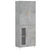 Dulap inalt, gri beton, 69,5x34x180, lemn compozit