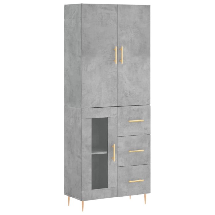 Dulap inalt, gri beton, 69,5x34x180, lemn compozit