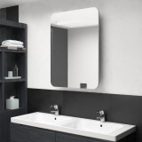 vidaXL Dulap de baie cu oglindă și LED-uri, gri beton, 60x11x80 cm 326502