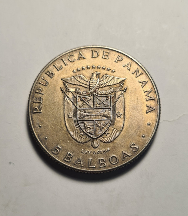 Panama 5 Balboas 1970 Patina Frumoasa