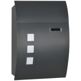 HOMCOM Cutie Postala Curbata din Otel Zincat cu 3 Fante si 2 Chei de Securitate incluse, 45x10x32 cm, Gri | Aosom Romania