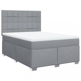 Cumpara ieftin Pat continental cu saltea, gri deschis, 160x200 cm, textil