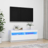 Comodă TV cu lumini LED, alb, 100x35x40 cm, vidaXL