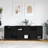 Bufet 3 buc. Stejar Negru 60 x 35 x 70 cm
