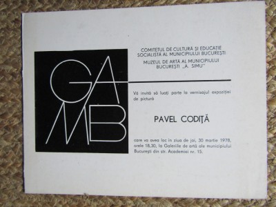 PAVEL CODITA PLIANT EXPOZITIE 1978 foto