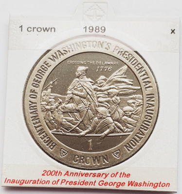 1863 Insula Man 1 crown 1989 Washington crossing the Delaware km 246 foto