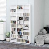 vidaXL Dulap CD/DVD Alb 102x16x177.5 cm Lemn Compozit - Raft Suport Colectie Muzica, Filme, Documente