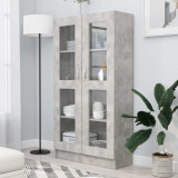 Gossi dulap cu vitrina, gri beton, 82,5x30,5x150 cm, lemn prelucrat