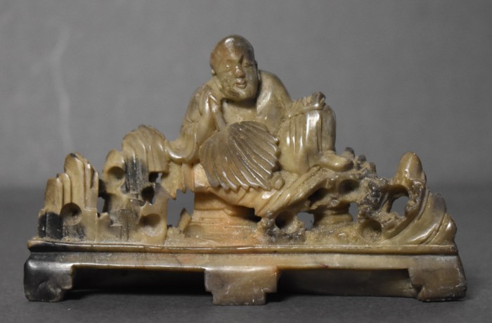 Statueta Asia sculptata in steatit / soapstone - inceput de secol XX