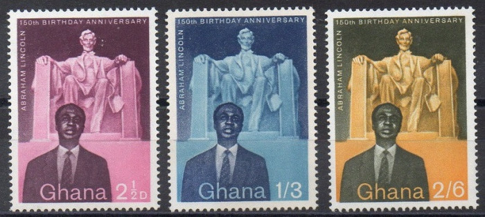 C4690 - Ghana 1958 - ILincoln 3v, neuzat,perfecta stare