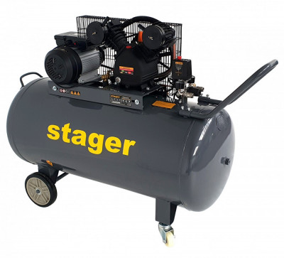 Stager HMV0.25 250 compresor aer, 250L, 8bar, 324L min, monofazat, angrenare curea foto