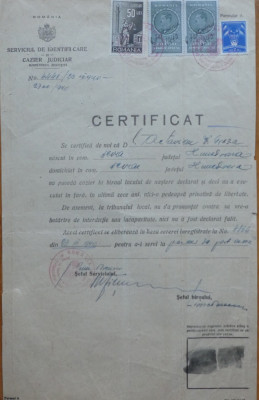 Certificat de cazier judiciar, Octavian Groza, fratele lui Petru Groza, 1940 foto