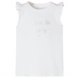 Tricou pentru copii cu m&acirc;neci cu volane, alb, 128, vidaXL