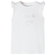 Tricou pentru copii cu m&acirc;neci cu volane, alb, 128