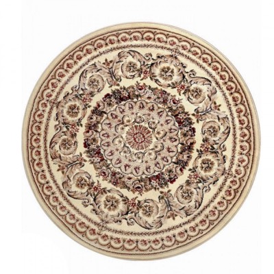 Covor Rotund Model Lotos 539-100, Marime 100 x 100 cm, Bej, Crem, Inaltime Fir 8 mm, Antialergic, Polipropilena, Living, Dormitor, Sufragerie, Birou foto