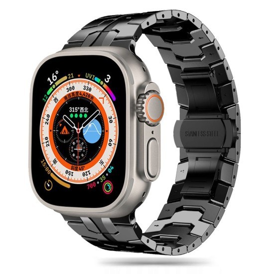 Curea pentru Apple Watch 1/2/3/4/5/6/7/8/9/SE/SE 2/Ultra/Ultra 2 (42/44/45/49mm) - Techsuit Watchband (W063) - Black