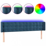 Cumpara ieftin Tablie de pat cu LED, albastru inchis, 163x16x78/88 cm, catifea