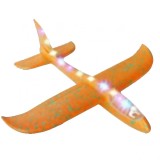 Avion planor cu pilot, flippy, din polistiren, cu lumini pe toata lungimea, 47 cm, portocaliu