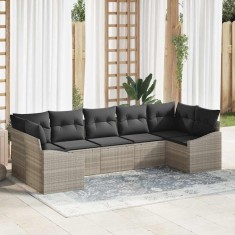 vidaXL Set de canapele pentru grădină 7 pcs Gri deschis Rattan poli 3346872