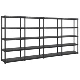 Cumpara ieftin Raft de depozitare cu 5 polite, negru, 340x40x185 cm, plastic
