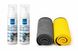 Cumpara ieftin Set complet pentru curatare auto si casa, 2 spume active multisuprafete 200 ml si 2 lavete premium din microfibra 30 x 30 cm