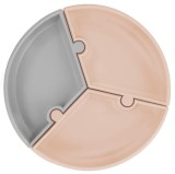 Farfurie Puzzle Minikoioi, 100% Premium Silicone , Bubble Beige Powder Grey