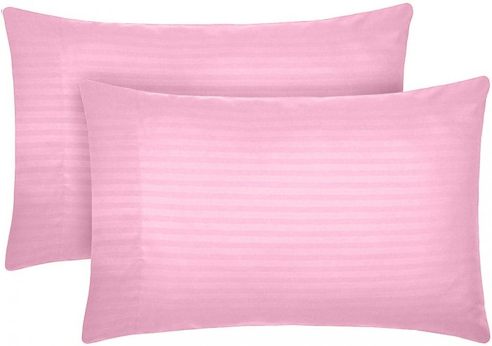 Set 2 huse perna din damasc, densitate 130 g/mp, Roz, 70/70cm