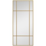 HOMCOM Oglindă de Perete Dreptunghiulară, Oglindă Tip Fereastră cu Cadru Metalic, Oglindă Decorativă Suspendată, 110x2x50 cm, Auriu | Aosom Romania