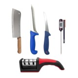 Set 2 cutite profesionale macelarie,1 satar bucatar,1 ascutitor de cutite + 1 termometru alimentar