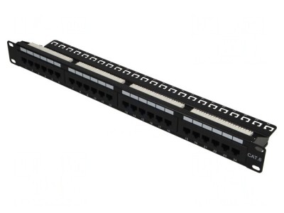 Patch Panel RJ45 Cat 6 Rack 24 Porturi Negru foto