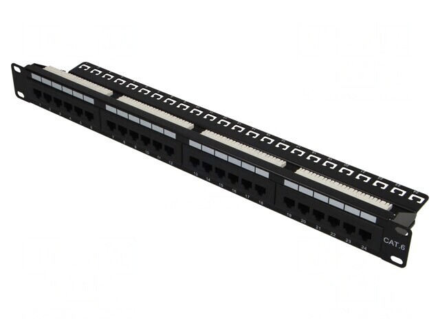Patch Panel RJ45 Cat 6 Rack 24 Porturi Negru