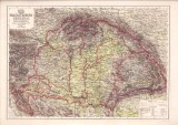 PM268N Transilvania și Banatul &icirc;n anul 1871 pe o hartă maghiară după cartograful german Justus Perthes