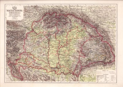 PM268N Transilvania și Banatul &amp;icirc;n anul 1871 pe o hartă maghiară după cartograful german Justus Perthes foto