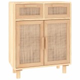 Cumpara ieftin Servanta, maro, 60x30x75 cm, lemn masiv pin si ratan natural