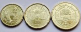 Set 3 Monede Austria 2020, 10, 20, 50 Cents, UNC, KM#3139-3141, Necirculate