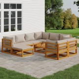 Gossi set mobilier gradina cu perne gri deschis, 10 piese, lemn pin
