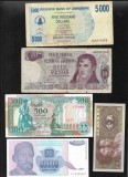 Set 5 bancnote de prin lume adunate (cele din imagini) #301, Asia