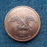 #143 - 1 Centim 2014 Andorra / uncie cupru pur 31,1 g / diametru 39,2 mm, Europa