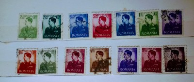 ROMANIA 1940-42 Lp 142, Mihai I cu suprataxa serie 14v stampilate foto