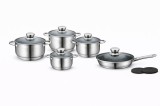Set vase gatit inox Royalty Line 12 piese cu capace sticla