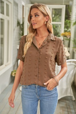 P777-8 Camasa casual din material lejer semitransparent si buline 3D foto