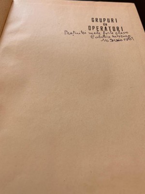 Ion Barbu D.Barbilian volume cu autograf/dedicatie Grupuri cu operatori Algebra foto
