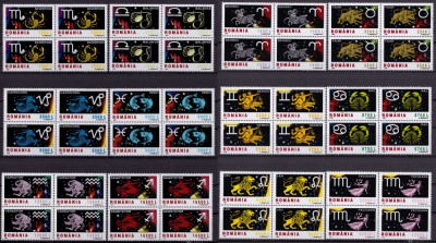 ✅RO 2001/2002 LP 1574+1576 &amp;quot;Semnele zodiacului&amp;quot; I + II serii bloc de 4 , MNH foto