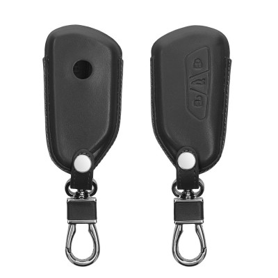 Husa Cheie Auto Kwmobile pentru VW 3 Butoane, Gri inchis, Piele naturala, KWM000012RW002C foto