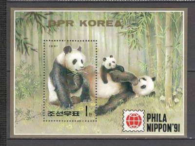 Coreea de Nord.1991 Expozitia filatelica PHILANIPPON:Ursul panda-Bl. SC.148 foto