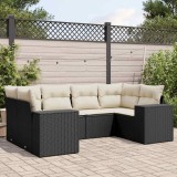 vidaXL Set mobilier de grădină cu perne, 6 piese, negru, poliratan