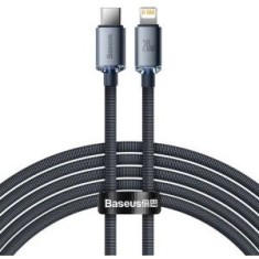 Cablu alimentare si date Baseus Crystal Shine, Fast Charging Data Cable pt. smartphone, Type-C la Lightning Iphone 20W, 2m, braided, negru